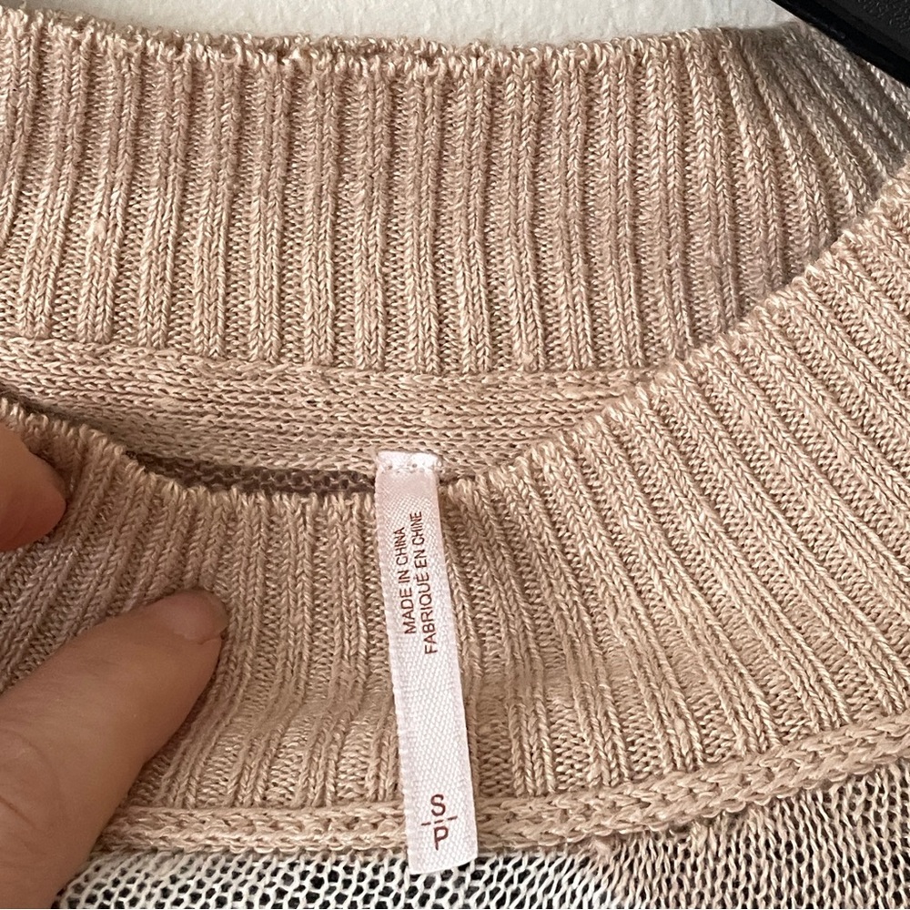 NEW FREE PEOPLE between the lines stripe sweater birch bark combo sand nautical - Picture 7 of 10